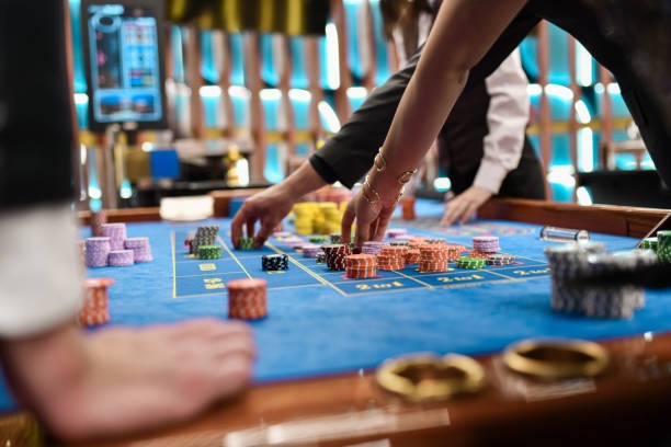 Live-dealer blackjack table with multiple camera angles